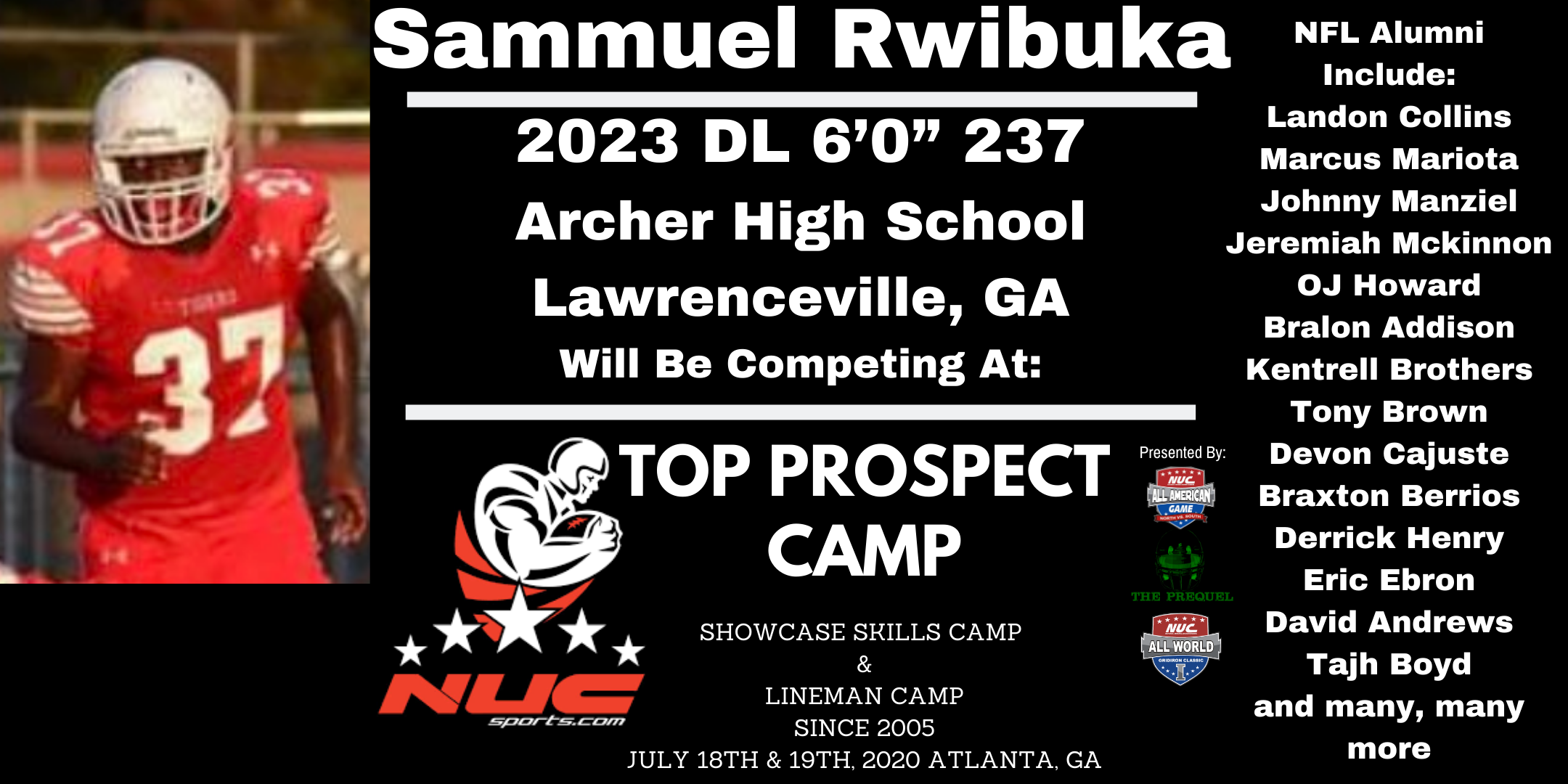 Sammuel Rwibuka,2023, DL 6’0” 237, Archer High School, Lawrenceville