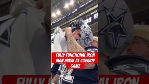 Fully functional iron man mask at cowboy game