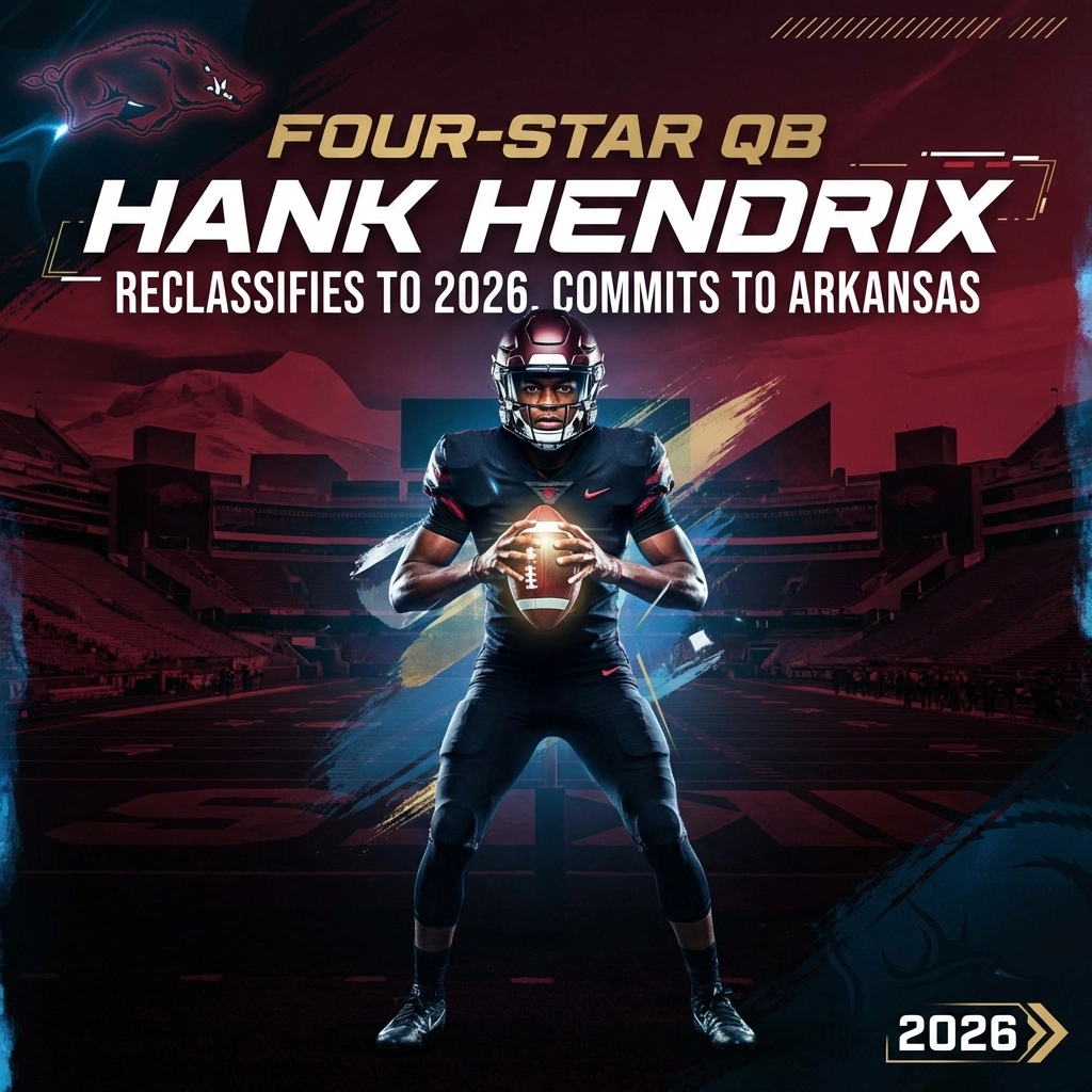 Four-Star QB Hank Hendrix Reclassifies to 2026, Commits to Arkansas